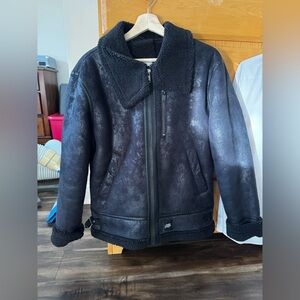 Black shearling coat